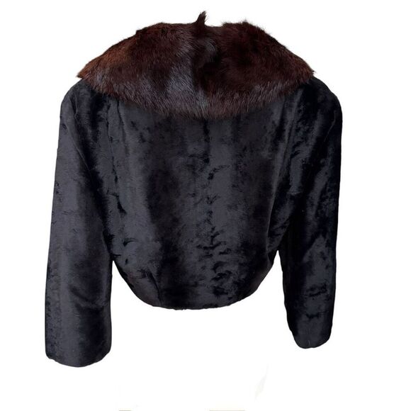 A Winter Product Vintage 1950’s faux lamb fabric with real rabbit fur collar M - Picture 2 of 6